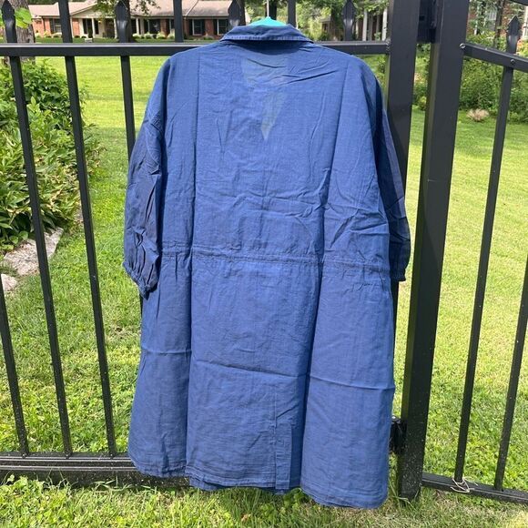 J Crew Cinched Shirt Dress in Indigo Cotton Voile NWT - Picture 6 of 9
